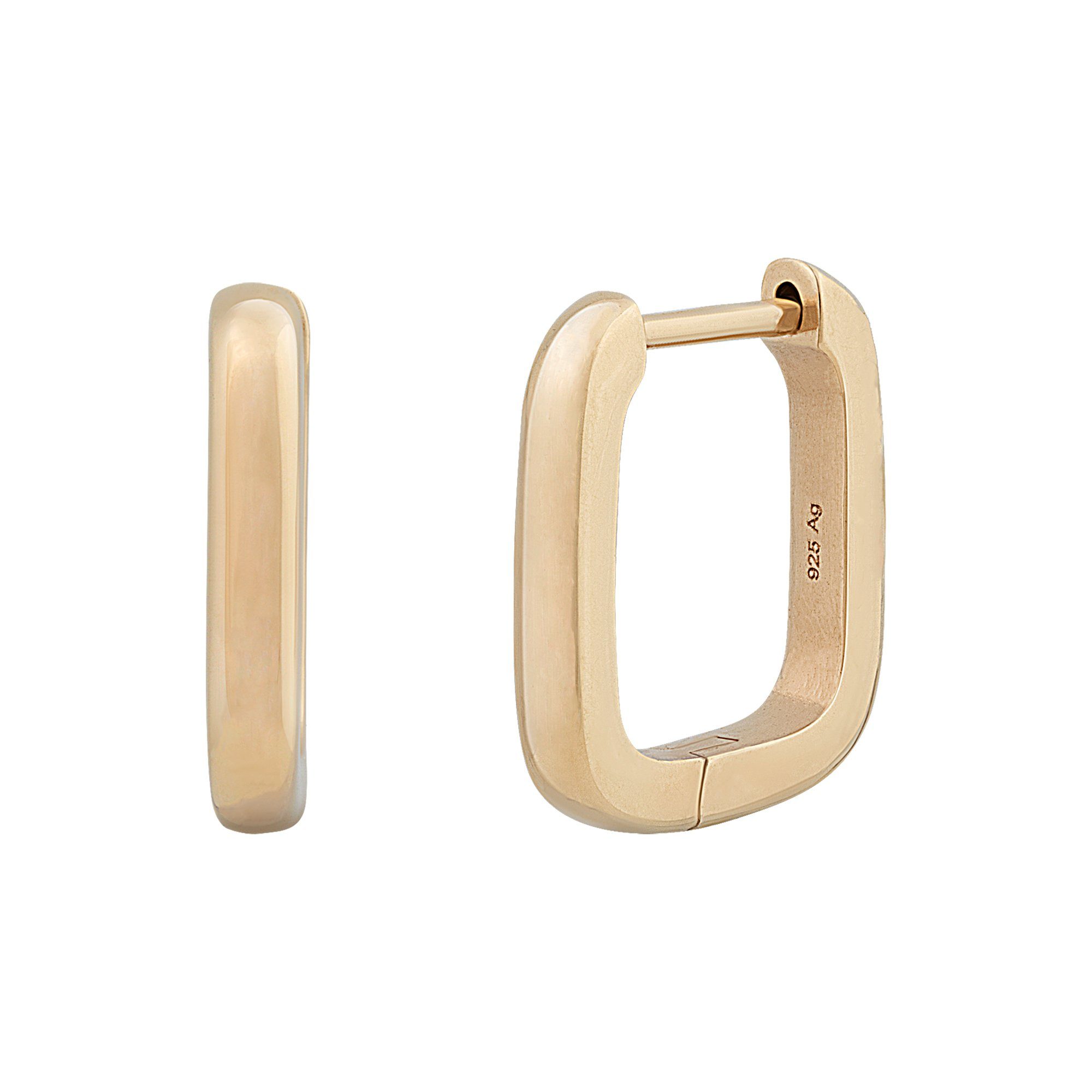 Paar Creolen 925 Sterling Silber gelb vergoldet quadratisch