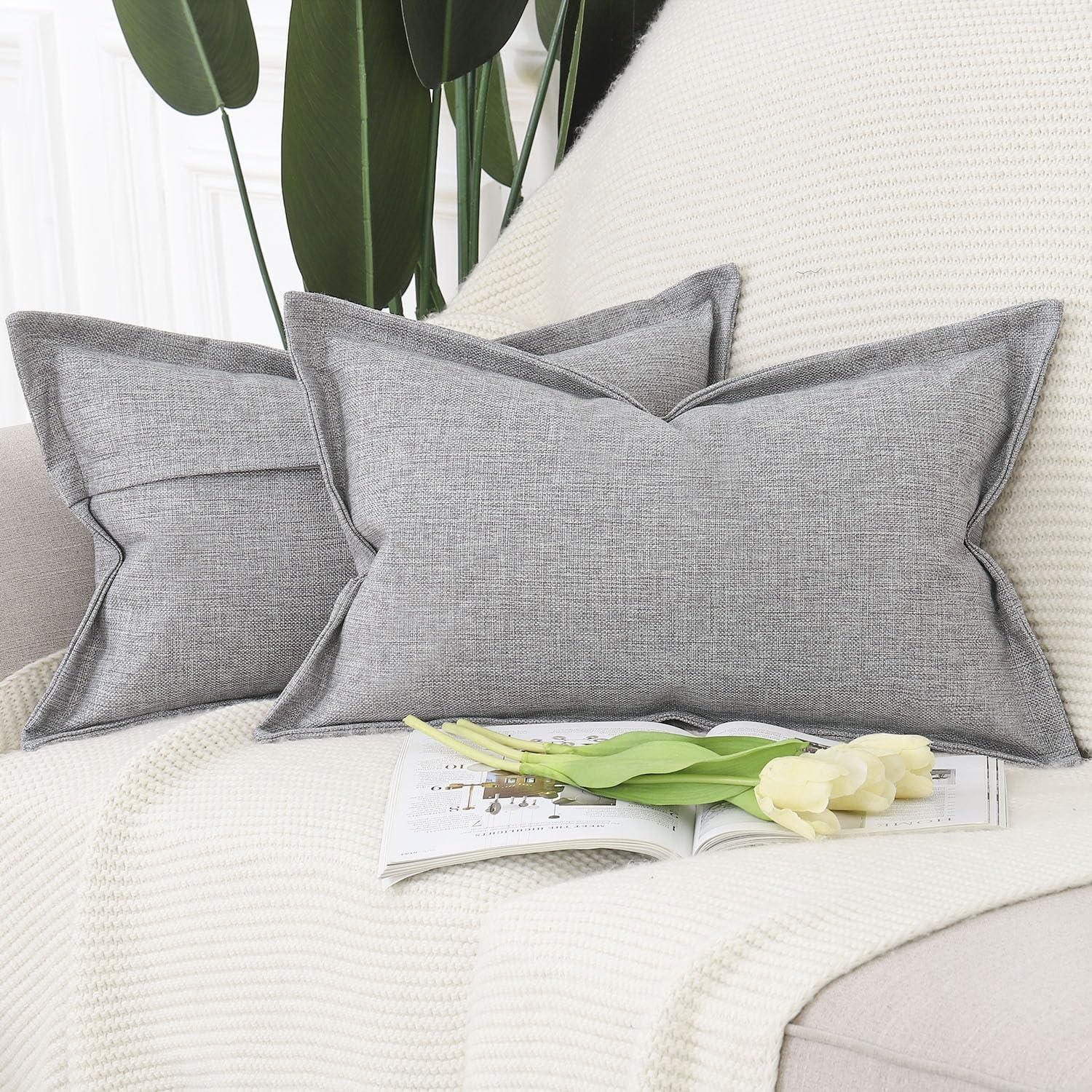 LuxusKollektion Kissenbezüge Kissenbezüge 2er Set Hellgrau 40x80cm Rechteckig, (2 Stück)