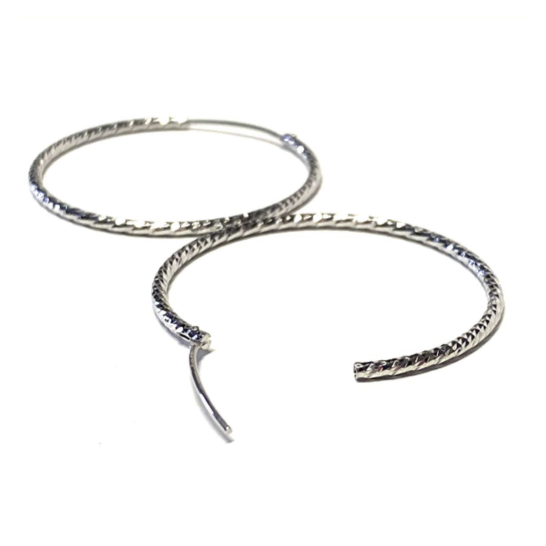 Edelschmiede925 Paar Creolen Ohrring 925 Silber rhodiniert diamantiert Creole 40mm