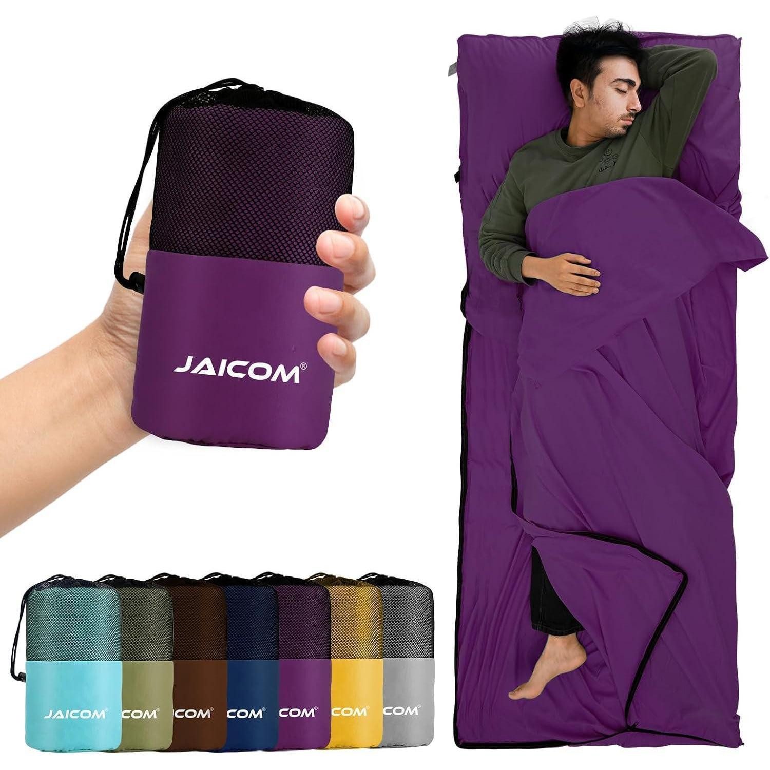 LuxusKollektion Schlafsackinlett Hüttenschlafsack Seideschlafsack 2in1 Mikrofaser Packmaß Violett