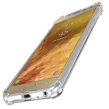 CoolGadget Handyhülle Transparent als 2in1 Schutz Cover Set für das Samsung Galaxy J6 Plus 6 Zoll, 2x Glas Display Schutz Folie + 1x TPU Case Hülle für Galaxy J6 Plus