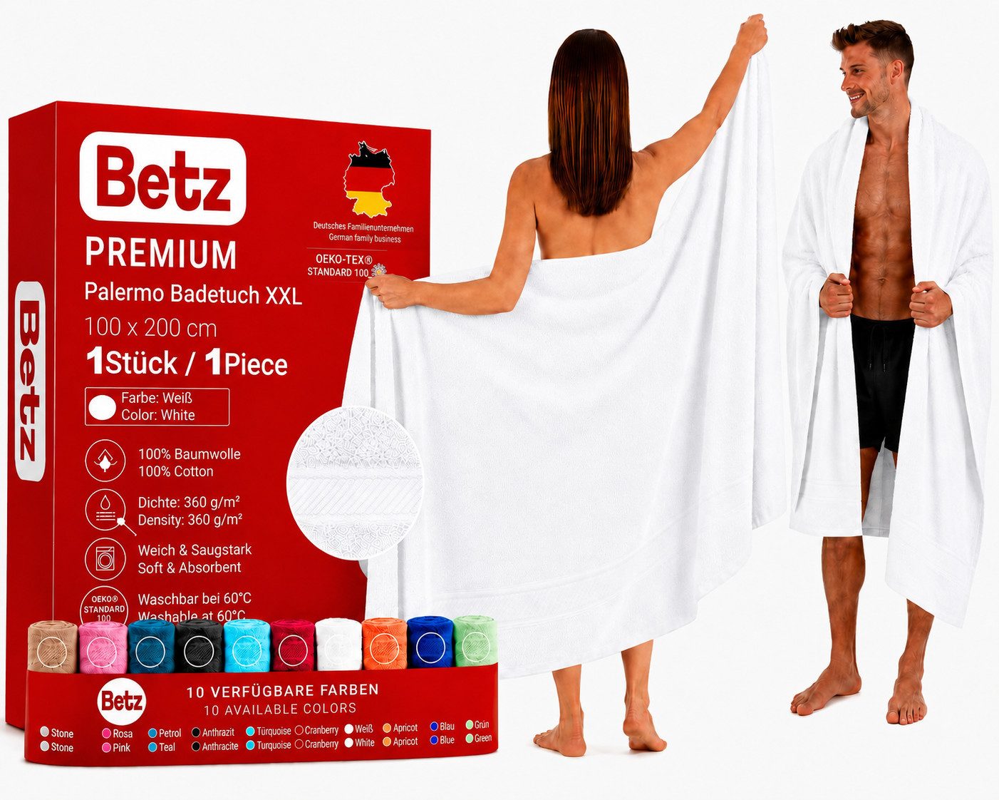 Betz Badetuch XXL 100x200 cm Palermo Saunatuch & Strandtuch Pflegeleicht & saugstark, 100% Baumwolle (1 Stück, 1-St)