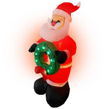 Raburg Weihnachtsfigur XL Air, selbstaufblasende Deko-Weihnachtsmann, LED-Lichtspiel (120 cm hoch), rotleuchtende Figur für Eingangsbereich, Vor-Garten, Terrasse, Balkon