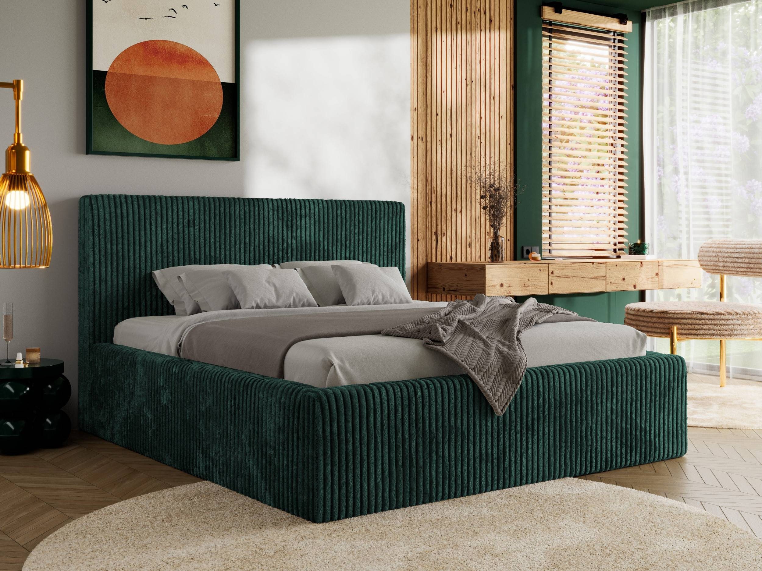 MKS MÖBEL Polsterbett TILIANO CLASSIC (Packung, Set, moderne Bett mit Stauraum, Doppelbett mit Gepolstertes Kopfteil), Cord Bett, mit/ ohne Matratzen, Lattenrost