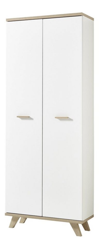 möbelando Aktenschrank 396 (BxHxT: 75x193x37 cm) in weiss, braun mit 2  Türen und 8 Einlegeböden