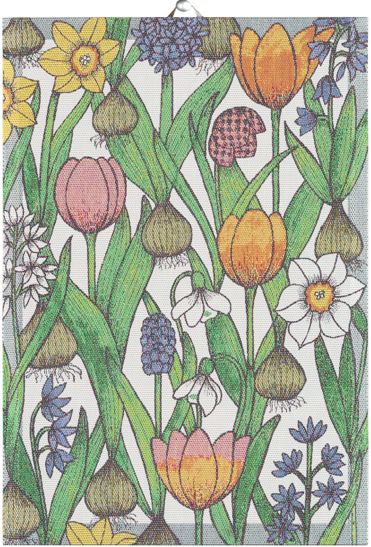 Ekelund Geschirrtuch Küchenhandtuch Blomsterlök 35x50 cm, (1-tlg., 1 x Geschirrtuch), Pixel gewebt (3-farbig)