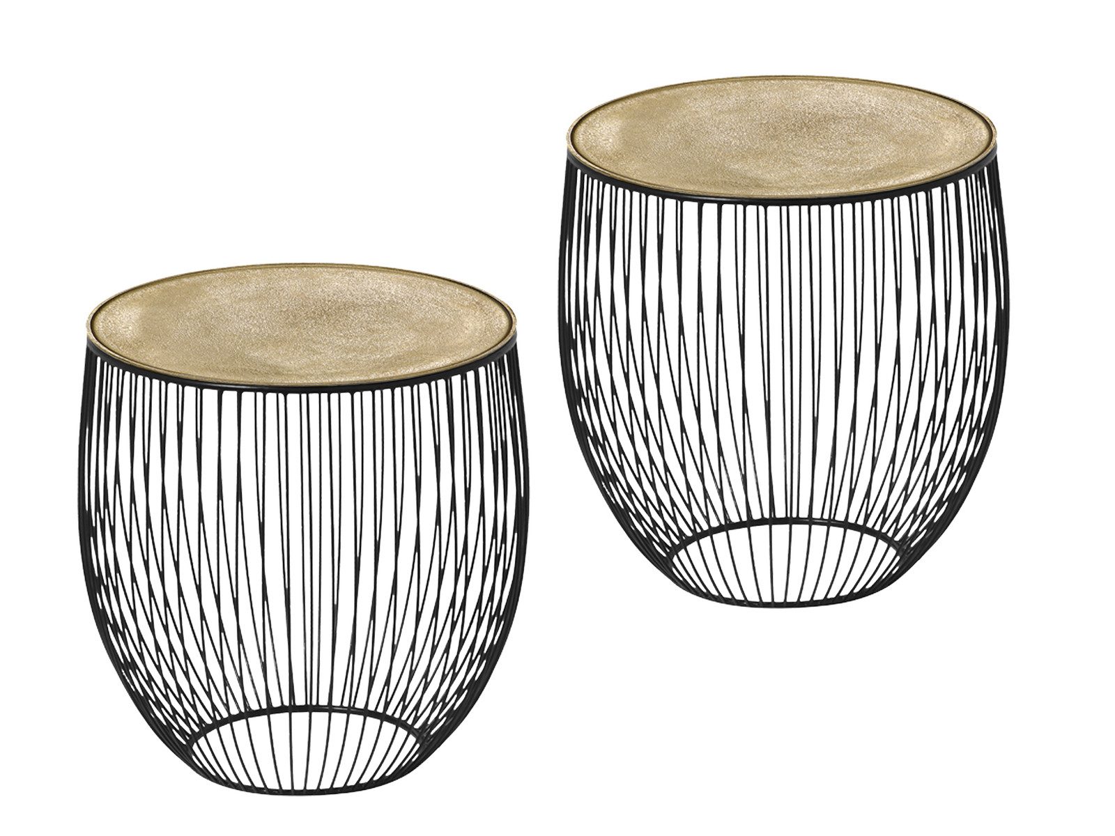 MIRRORS AND MORE Couchtisch (2er Set), Nachttisch Metall, Wohnzimmer-Beistelltisch für Sofas rund, Höhe 42cm
