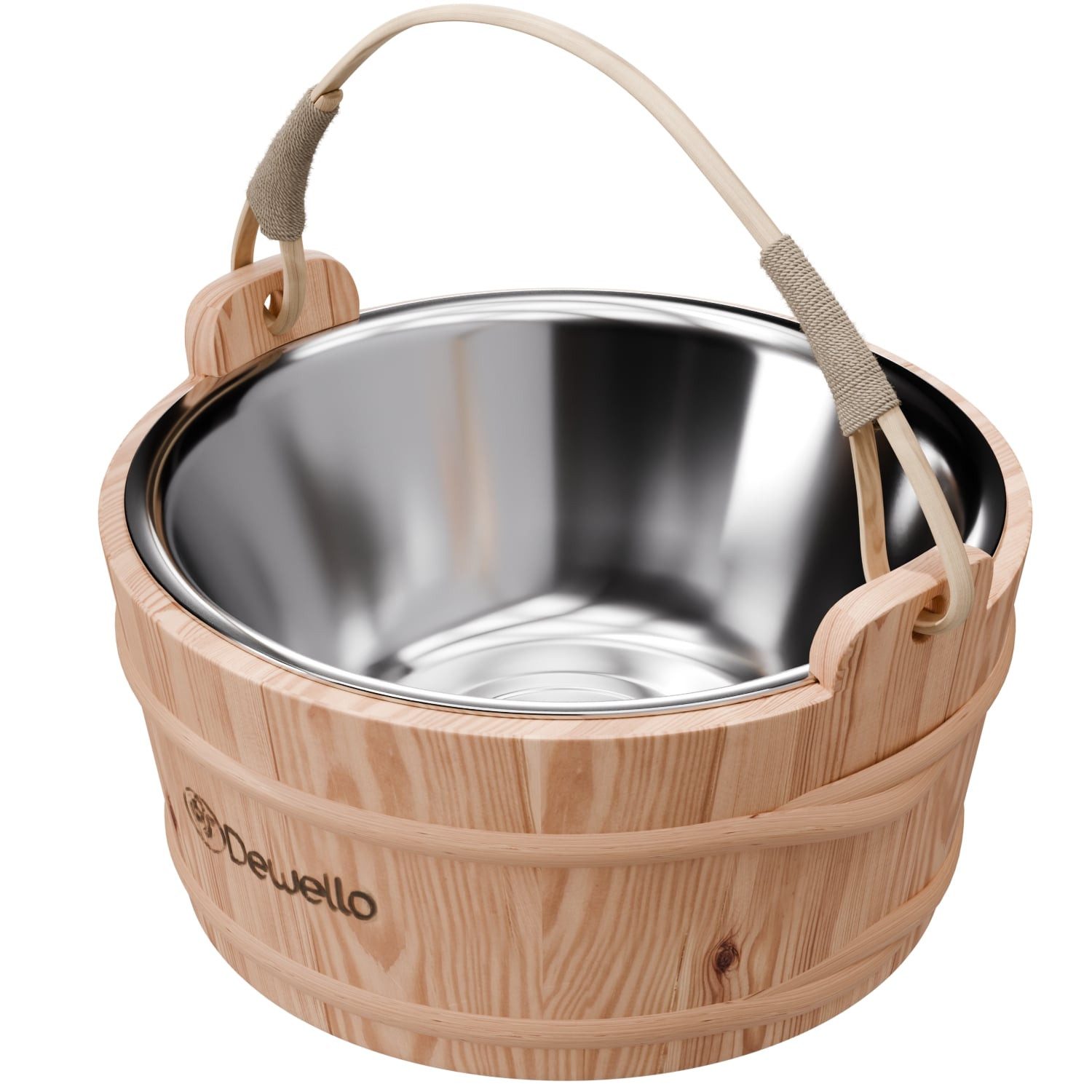 Dewello Sauna-Aufgussset Dewello Saunaeimer inkl. Kelle mit Edelstahleinsatz (Fassungsvermögen ca. 3 Liter, 2-tlg., Edelstahleinsatz für den optimalen Saunagang) Edelstahleinsatz
