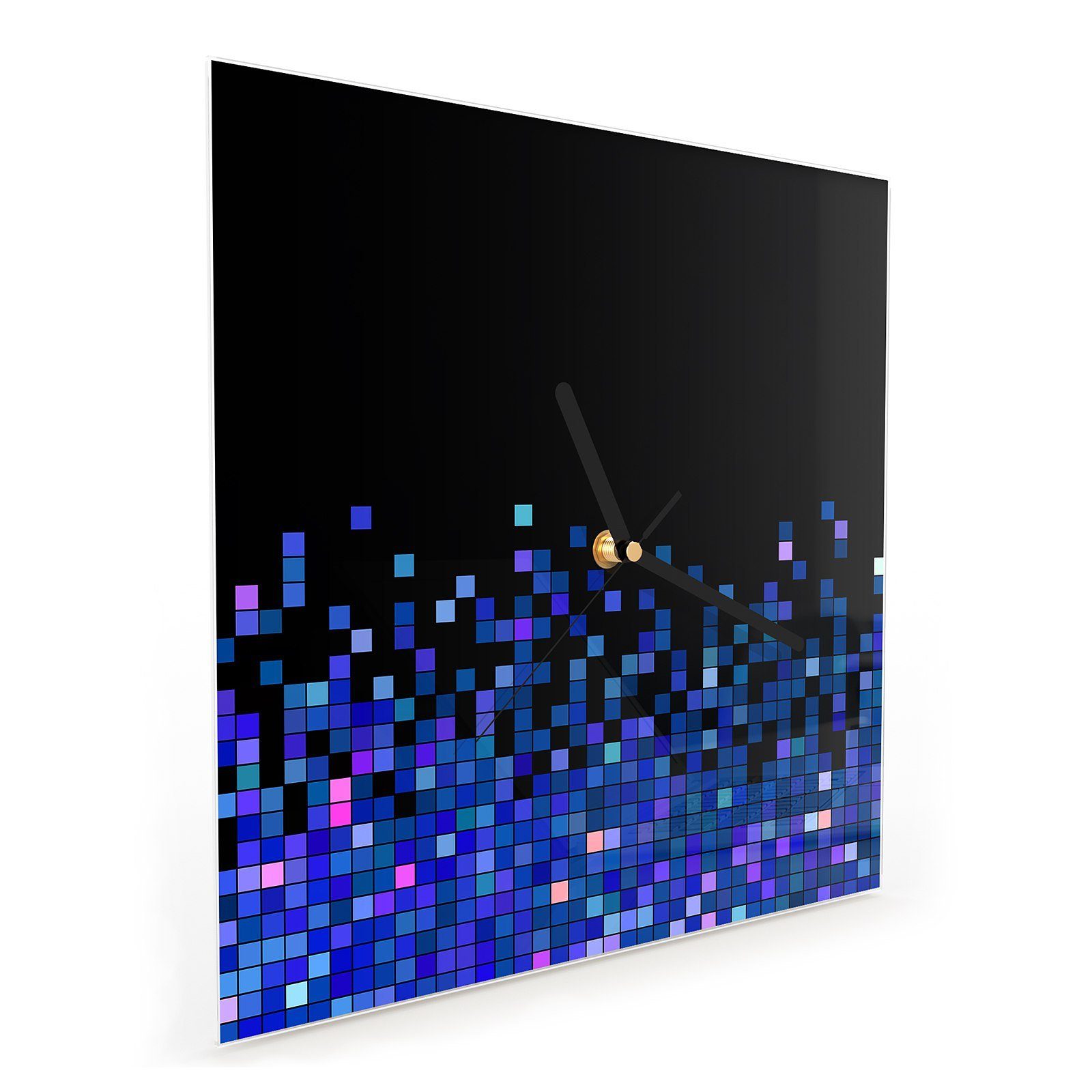 30 Mosaik x Wanduhr Wanduhr Größe Primedeco Motiv Pixel Wandkunst Glasuhr cm mit 30