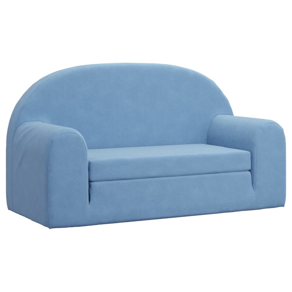 vidaXL Kindersofa, Kinder Schlafsofa 2-Sitzer Blau Weicher Plüsch