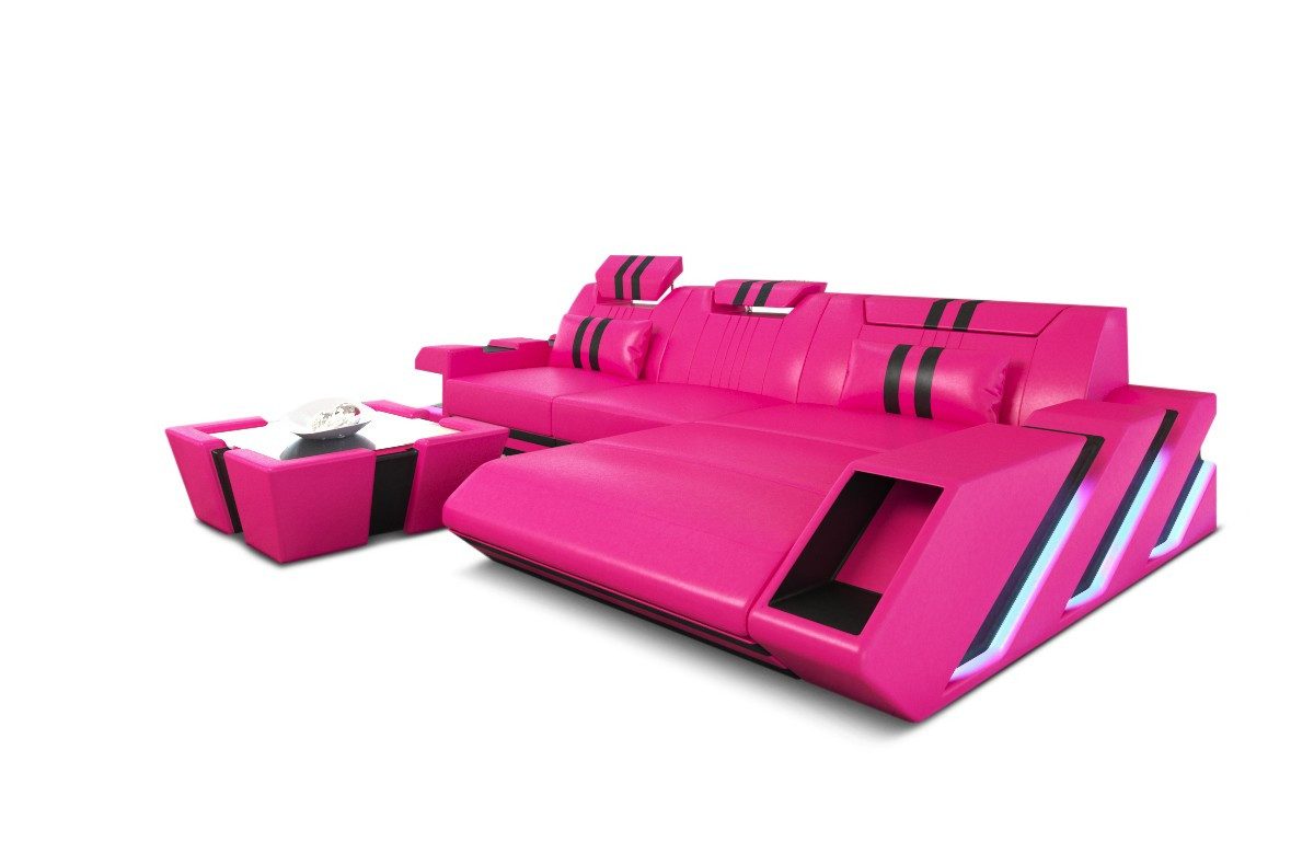 Sofa Dreams Ecksofa Ledersofa Apollonia L Form Leder Sofa Ledercouch, Couch, mit LED, wahlweise mit Bettfunktion als Schlafsofa, Designersofa