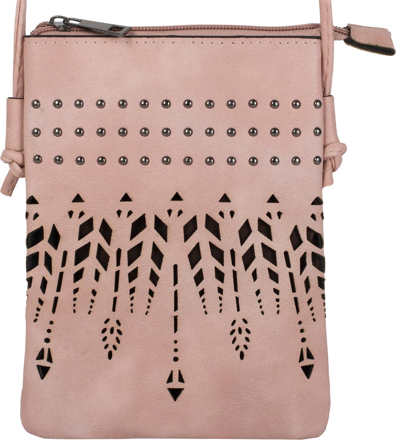 styleBREAKER Mini Bag (1-tlg), Mini Umhängetasche Ethno Cutout und Nieten