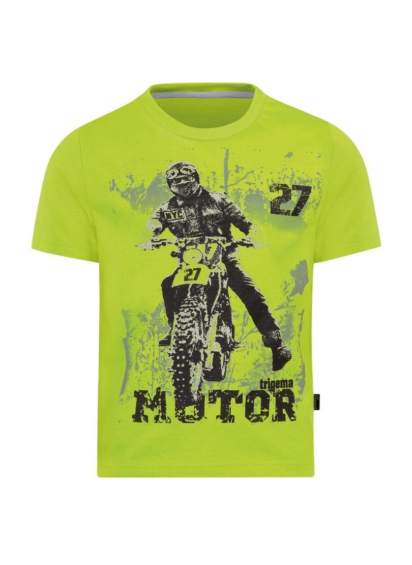 Trigema T-Shirt TRIGEMA Jungen T-Shirt coolem Motorrad-Motiv mit lemon