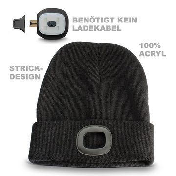 EAXUS Strickmütze LED Beanie Mütze mit Licht - Beleuchtete Strickmütze (1-St) Für Damen & Herren, 3 Leuchtmodi, Schwarz