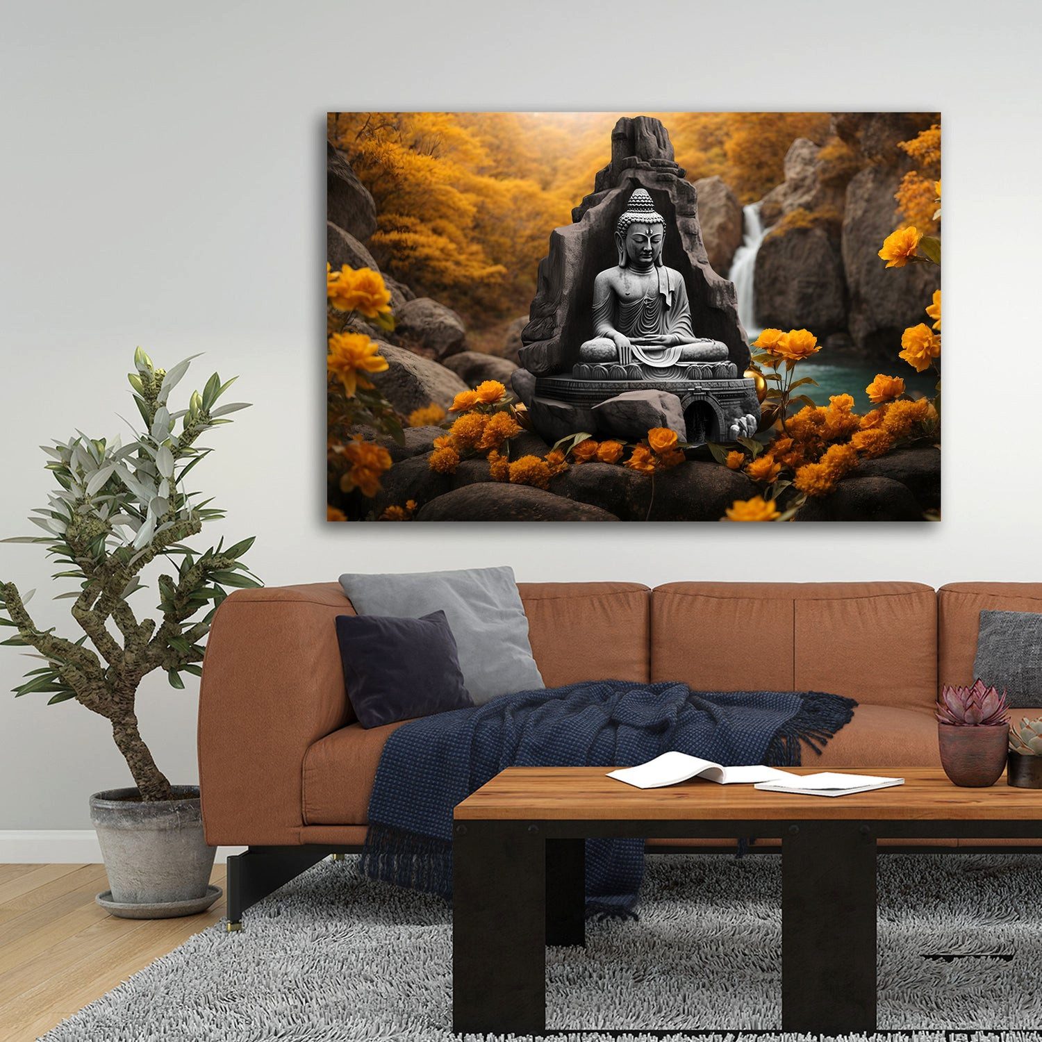 Artedinoi Leinwandbild Buddha Natur Wandbild Leinwandbild Kunst XXL Deko, Buddha in der Natur