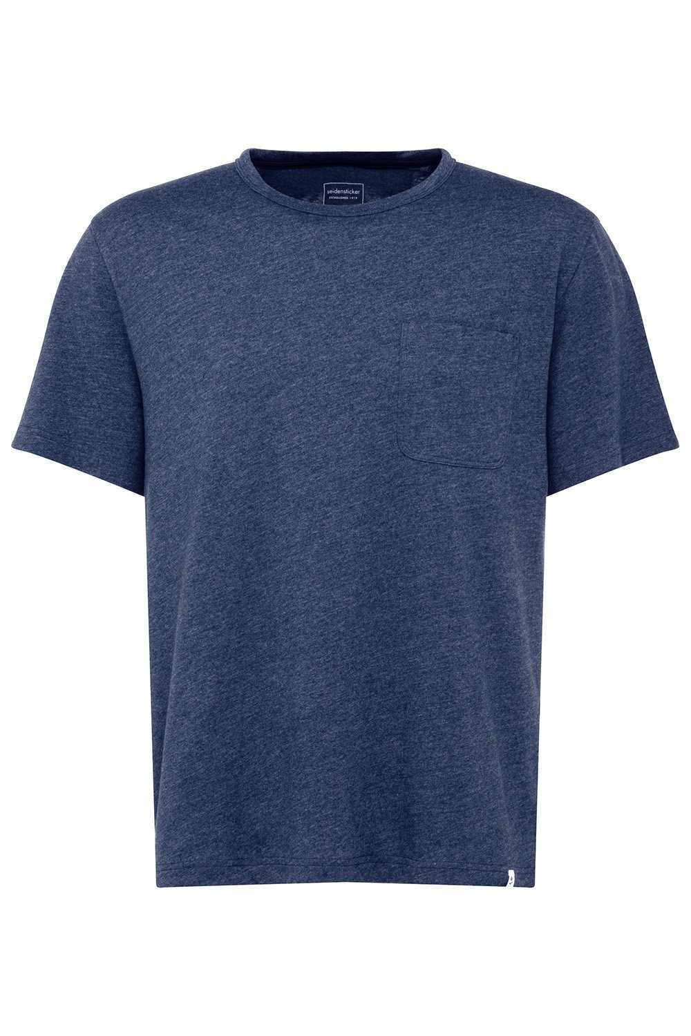 melange T-Shirt Kurzarmshirt blue seidensticker 106750
