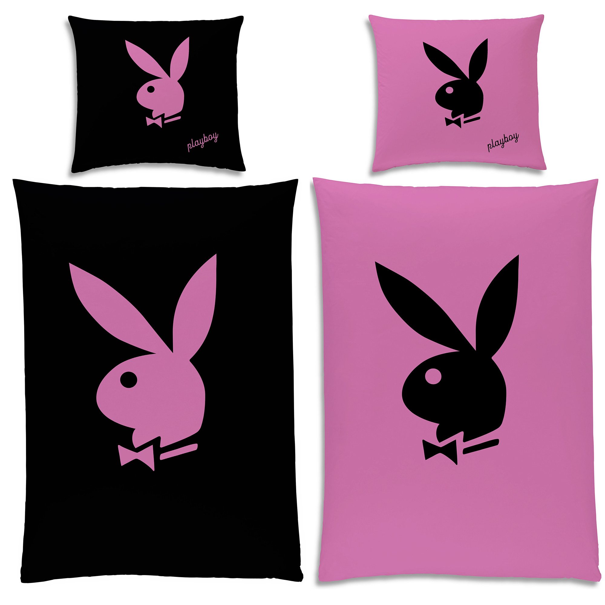 BERONAGE Wendebettwäsche Playboy Bunny Bettwäsche Linon / Renforcé, 100% Baumwolle, 2 teilig, 135x200 + 80x80 cm – Bild 5 von 5
