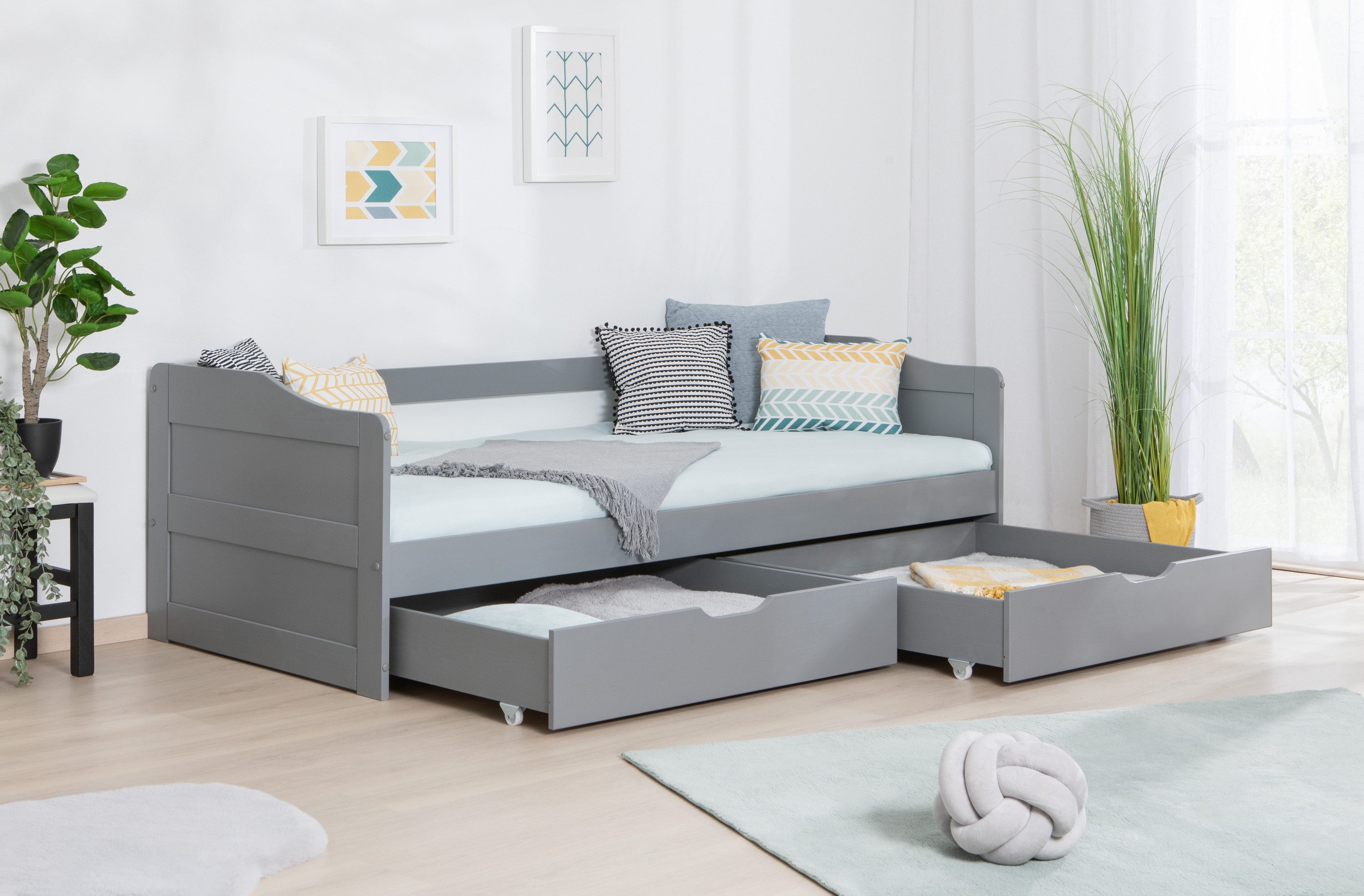 Ticaa Funktionsbett Funktionsbett Sofabett "Melinda" Kiefer massiv
