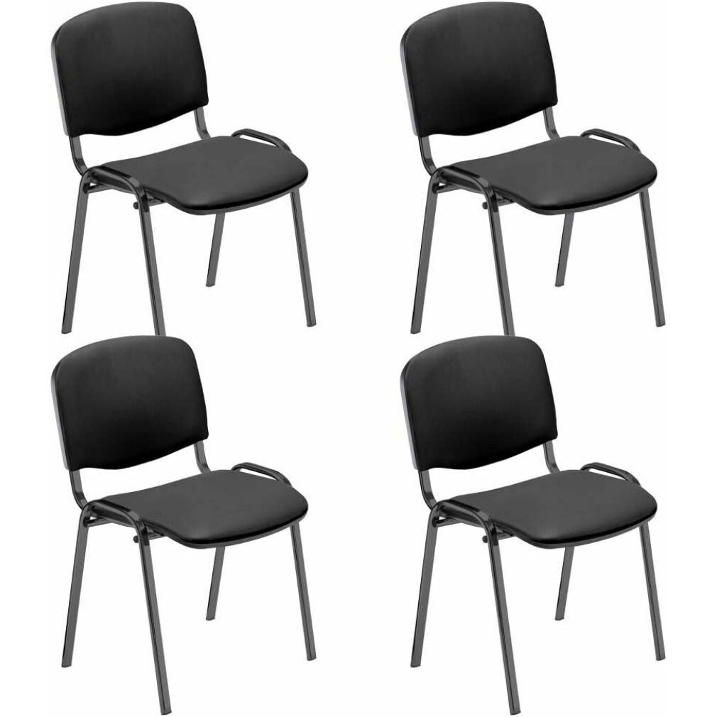 Nowy Styl Freischwinger 4 Besucherstühle Iso anthrazit, schwarz Kunstleder