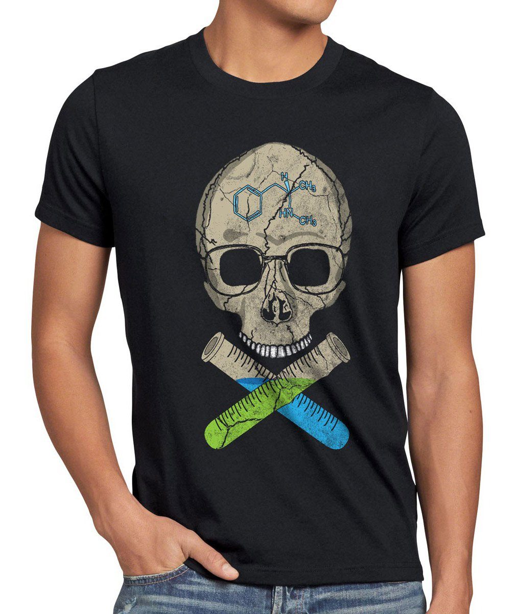style3 Print-Shirt Herren T-Shirt Heisenberg totenkopf Breaking Bad Walter schwarz white Skull pollos meth