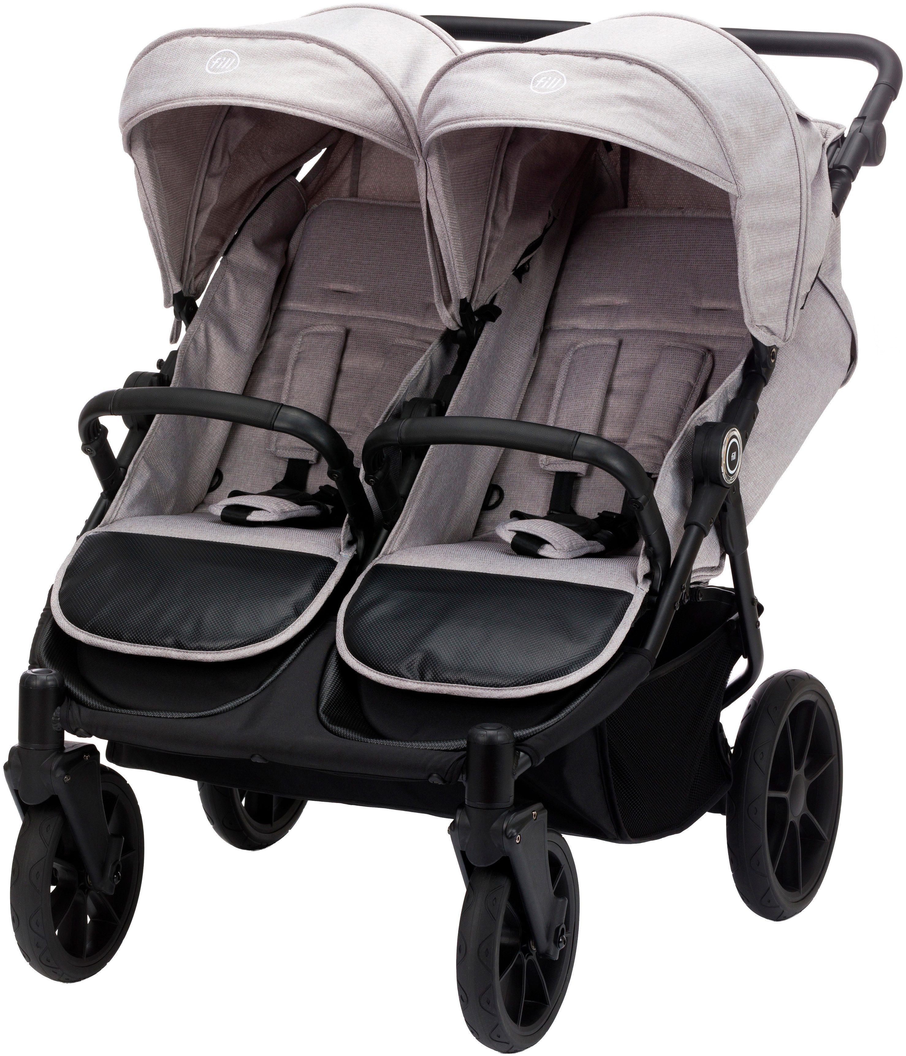 Fillikid Zwillingsbuggy Duette, grau, auch als Geschwisterwagen verwendbar; nur 75 cm breit