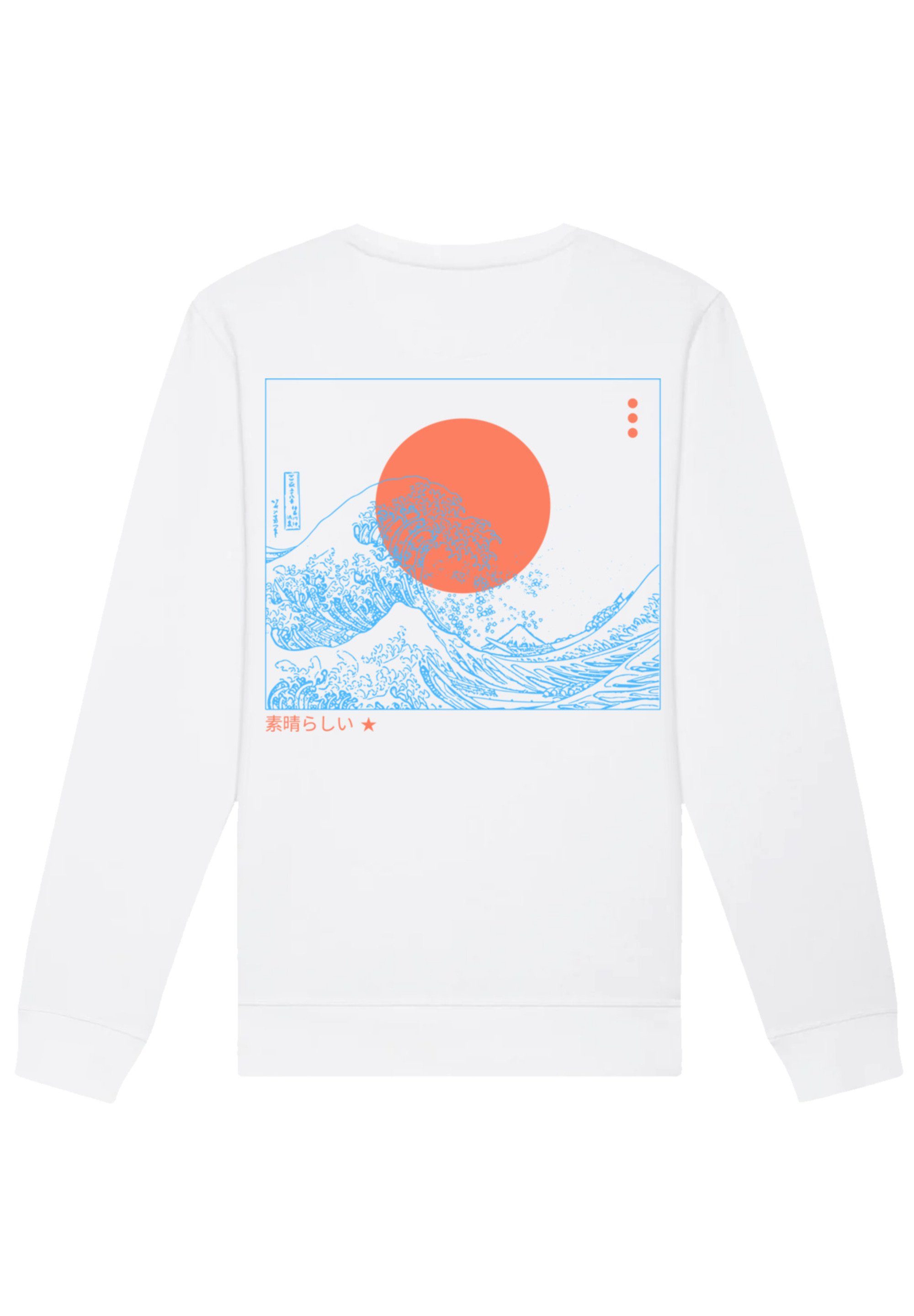 F4NT4STIC Sweatshirt Kanagawa Welle Japan weiß Print