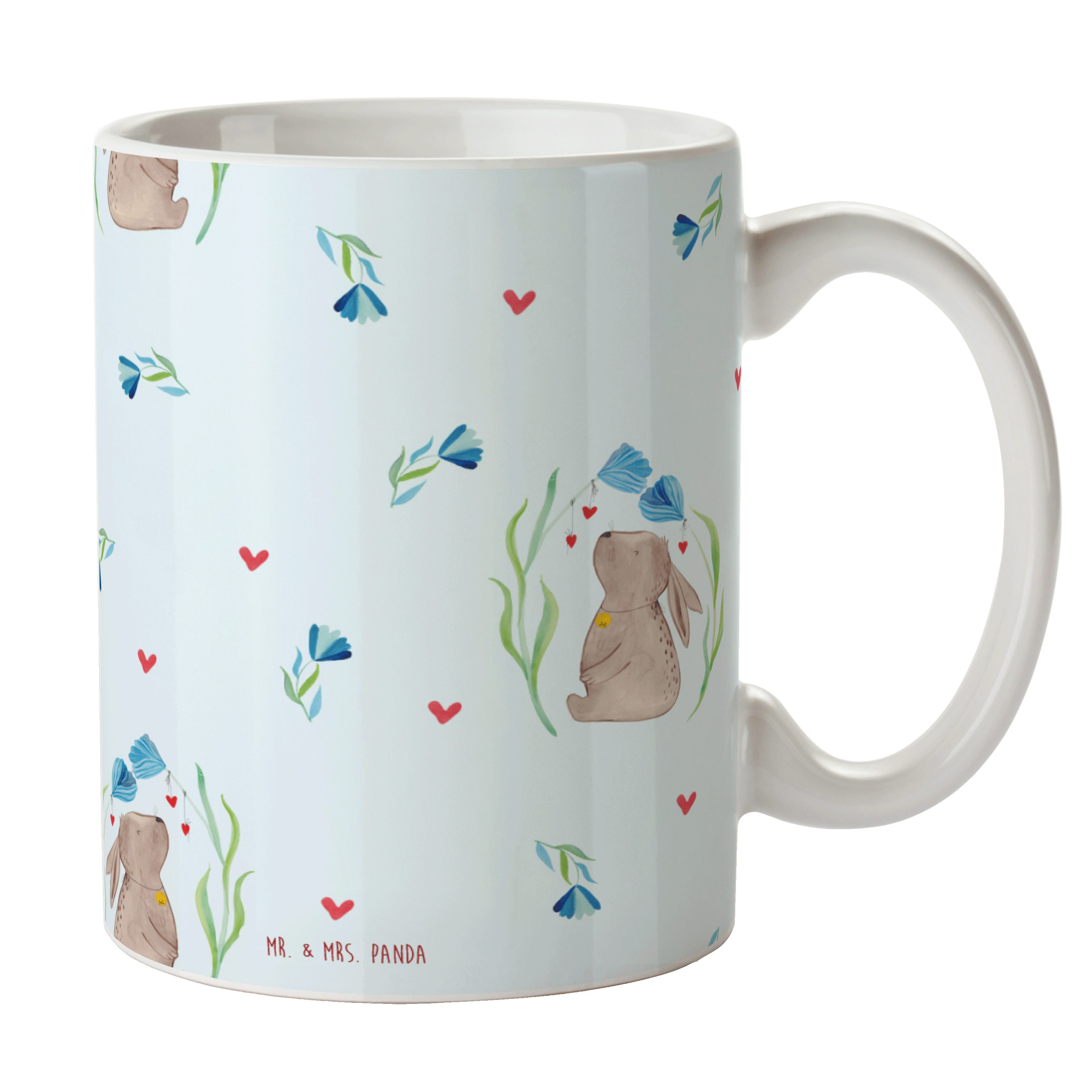 Mr. Keramik - - Kaffeetasse, Geschenk, Hase Mrs. & Becher, Blau Tasse Blume Panda Osterdeko, Keramik,