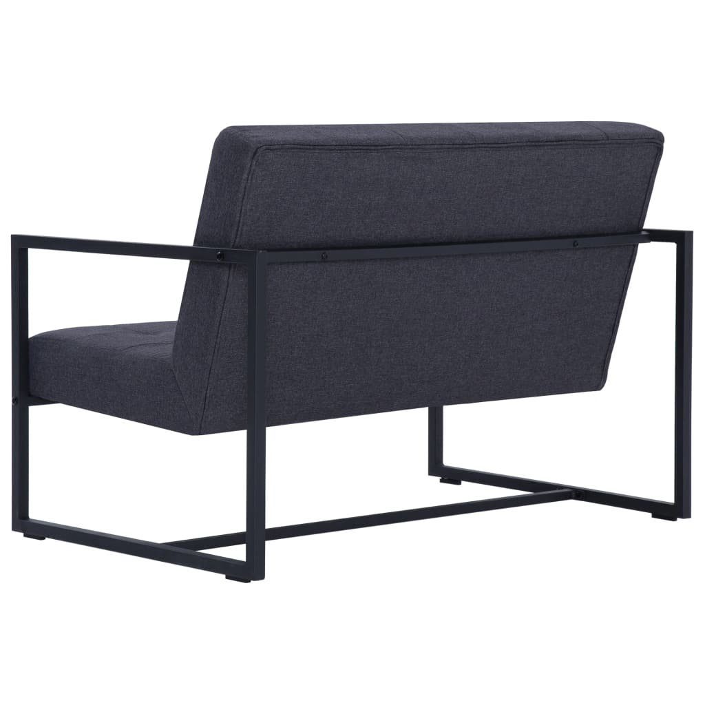 2-Sitzer Stahl mit Dunkelgrau 2-Sitzer-Sofa furnicato Stoff Armlehnen und
