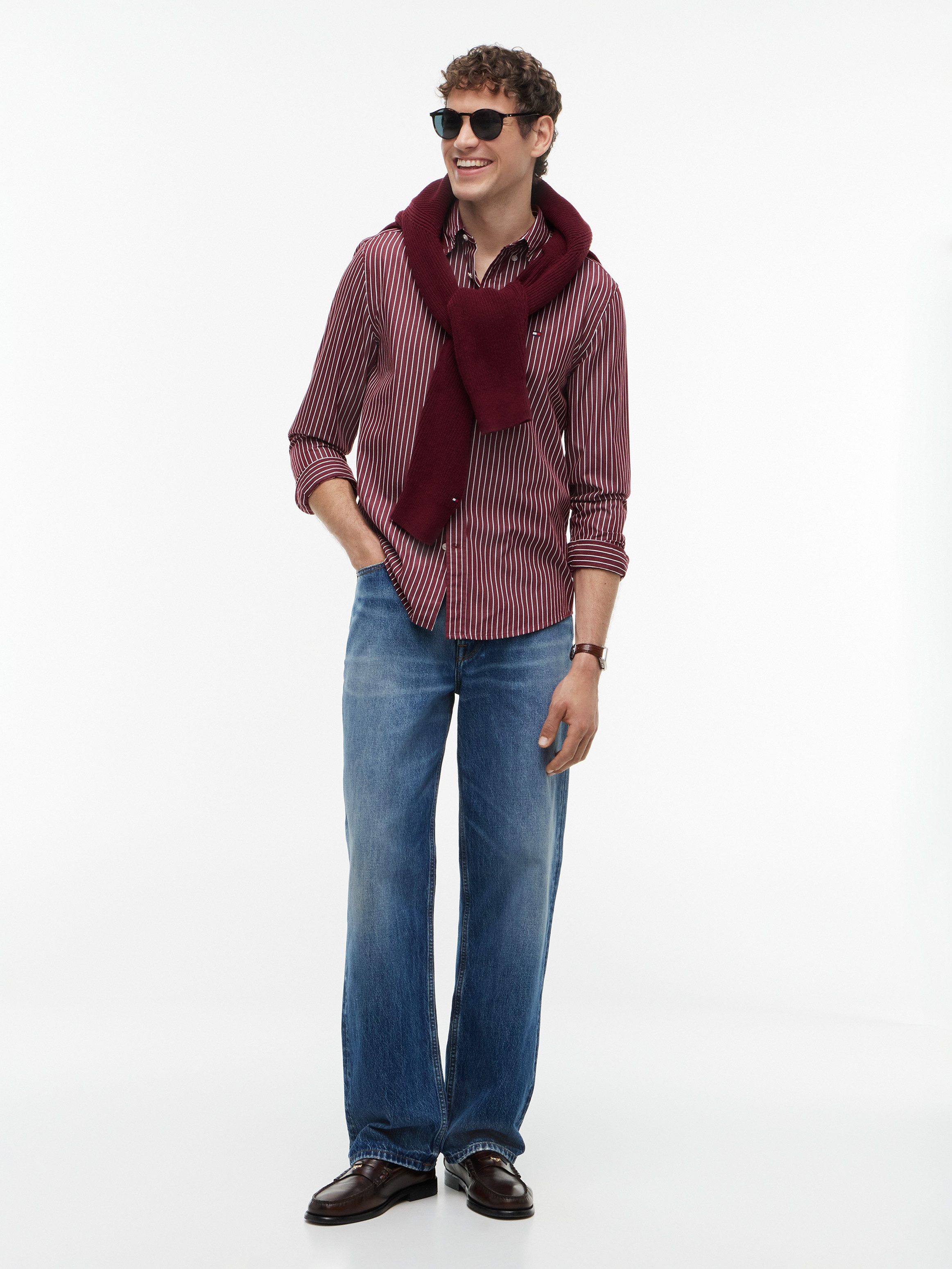 Tommy Hilfiger Langarmhemd FLEX HAIRLINE POPLIN REGULAR FIT Button-down-Kragen, gestreift – Bild 4 von 5