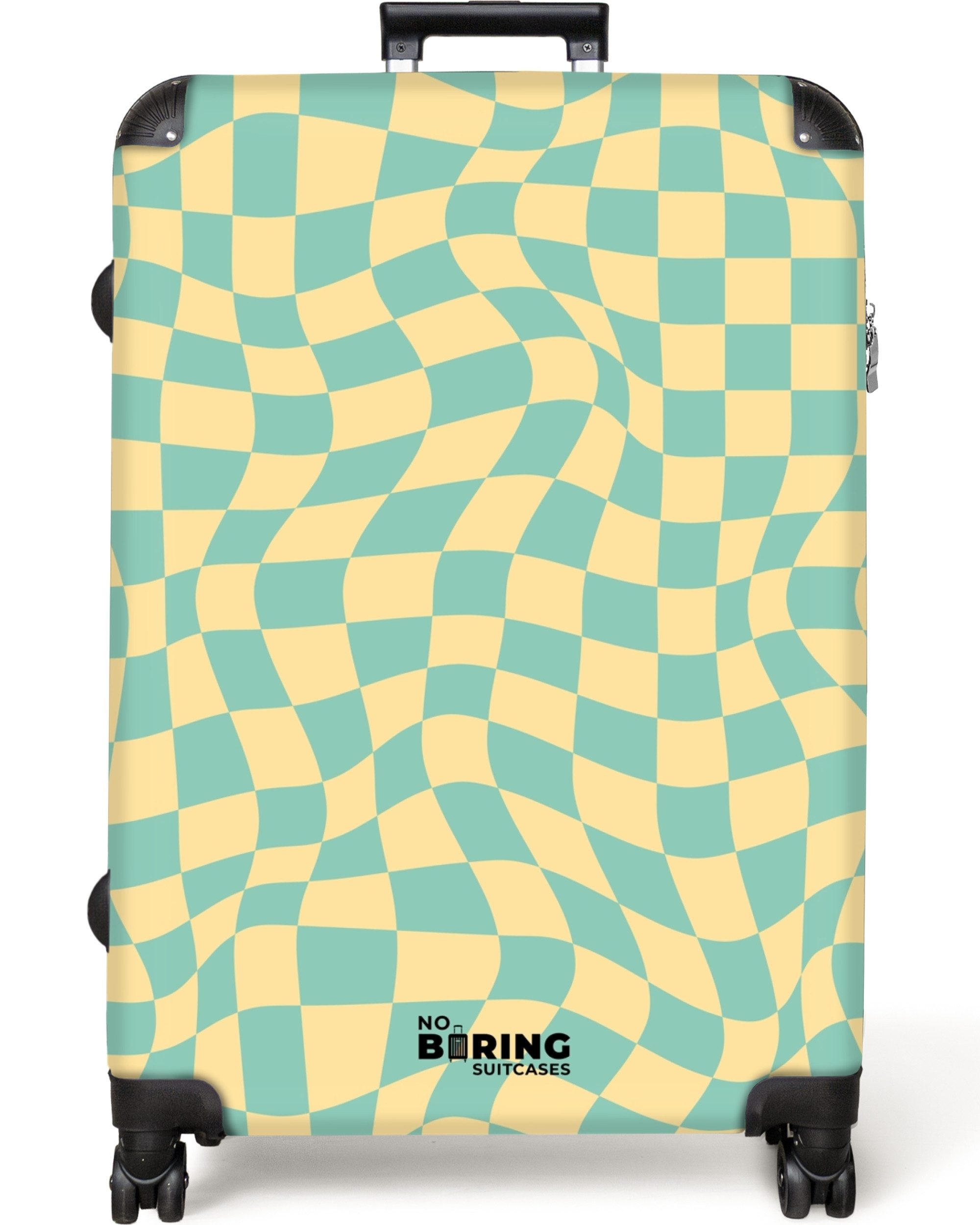 NoBoringSuitcases.com© Hartschalen-Trolley Gewellter blau-gelb karierter Dr günstig online kaufen