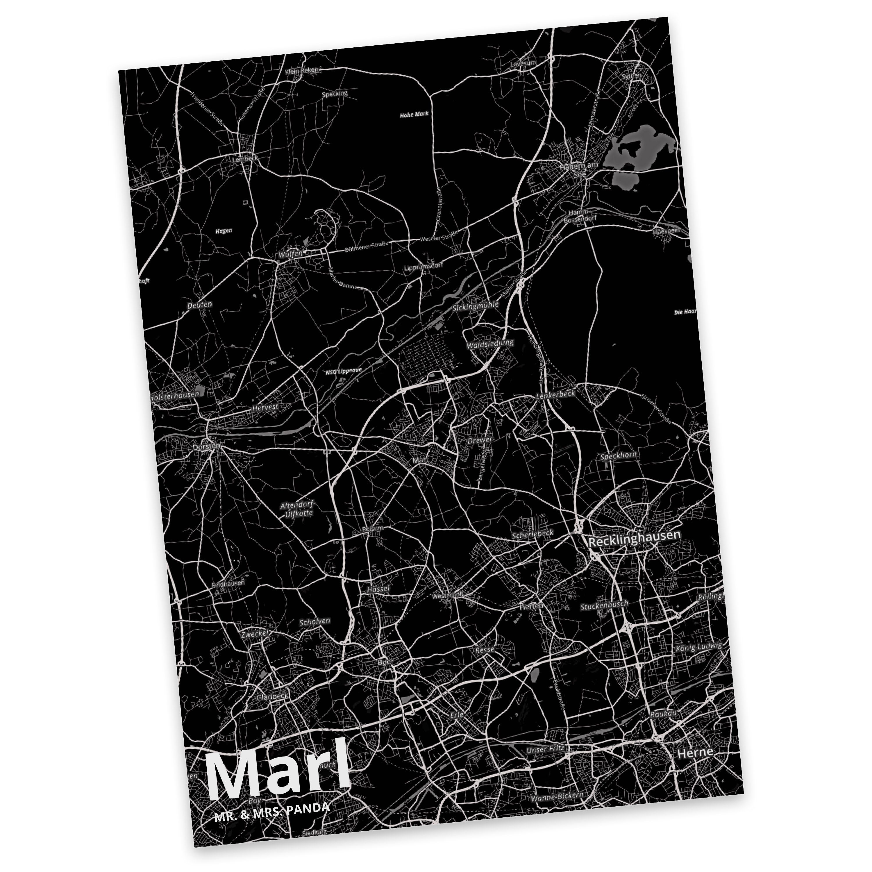 Mr. & Mrs. Panda Postkarte »Marl - Geschenk, Stadt Dorf Karte Landkarte ...
