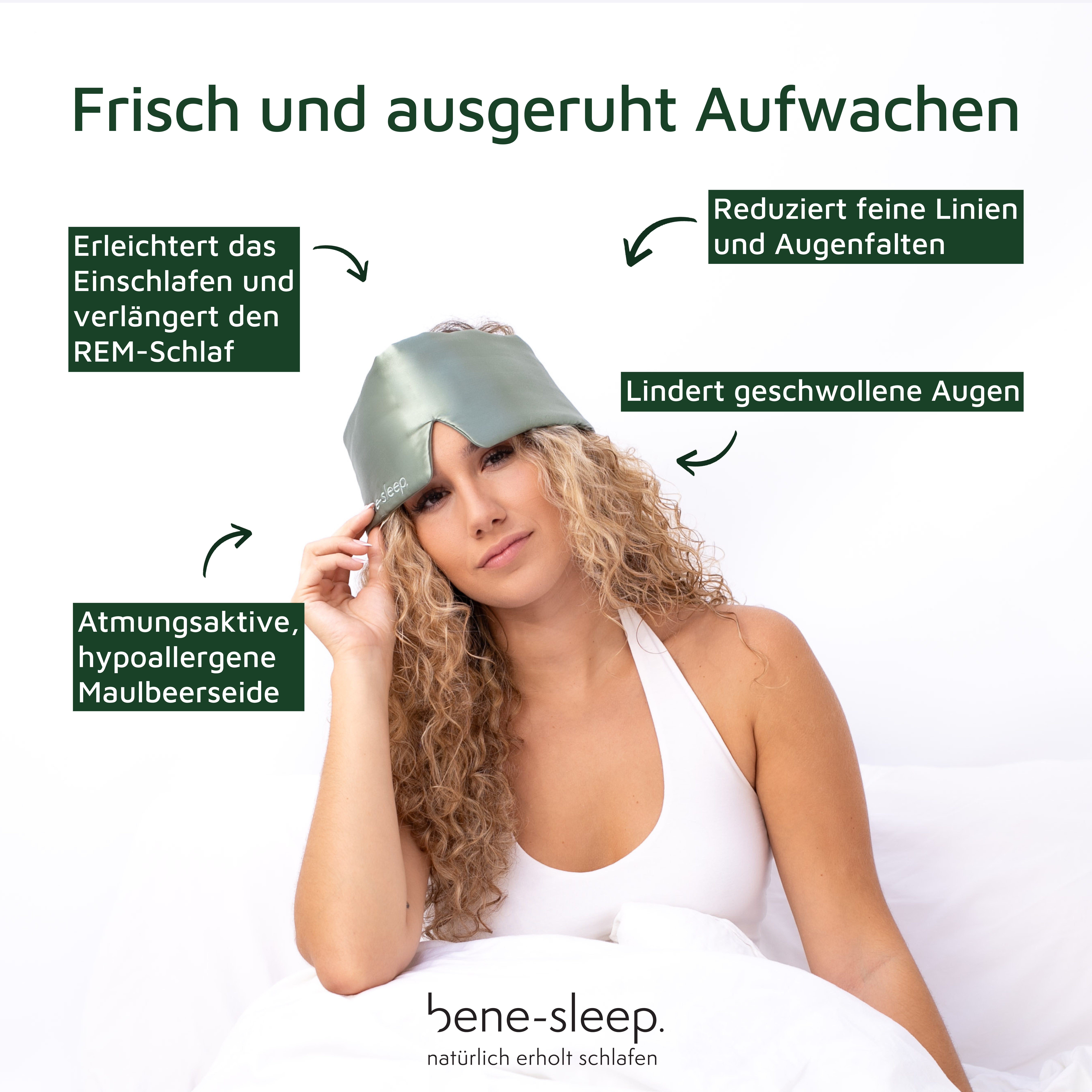 bene-sleep. Schlafmaske bene-sleep Premium Seidenschlafmaske – 100% verdunkelnd, Größenverstellbar