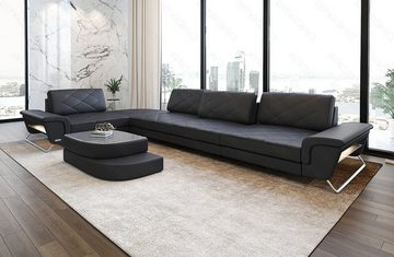 Sofa Dreams Ecksofa Leder Designer Eckcouch Rotello L Form Luxus Ledersofa, Couch wahlweise mit Multifunktionskonsole