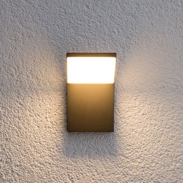 Lucande LED Außen-Wandleuchte Nevio, LED-Leuchtmittel fest verbaut, warmweiß, Modern, Aluminium, Kunststoff, grafitgrau, weiß, 1 flammig, inkl.