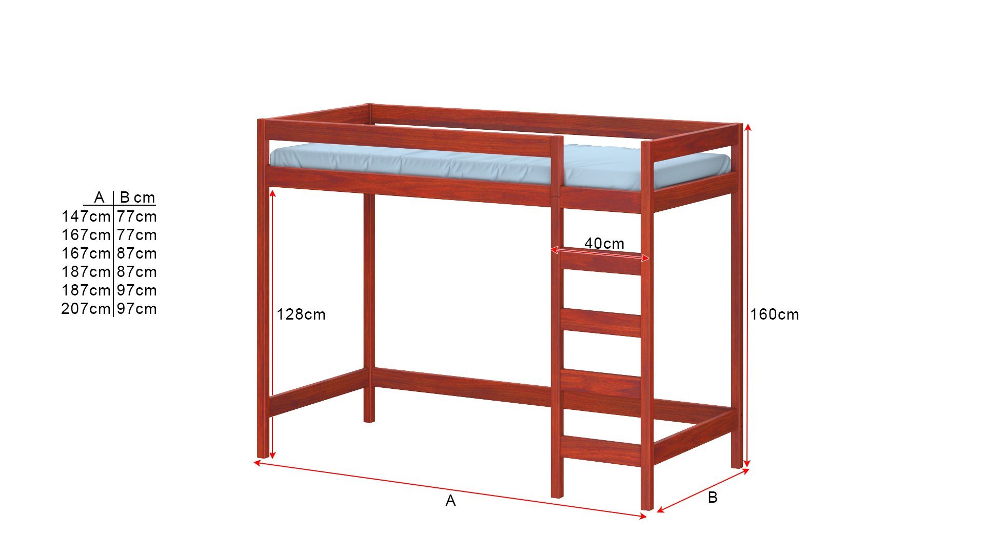 Palisander Massivholz Siblo Kinderbett (Lattenrost, Luki Sicherheitsbarriere),