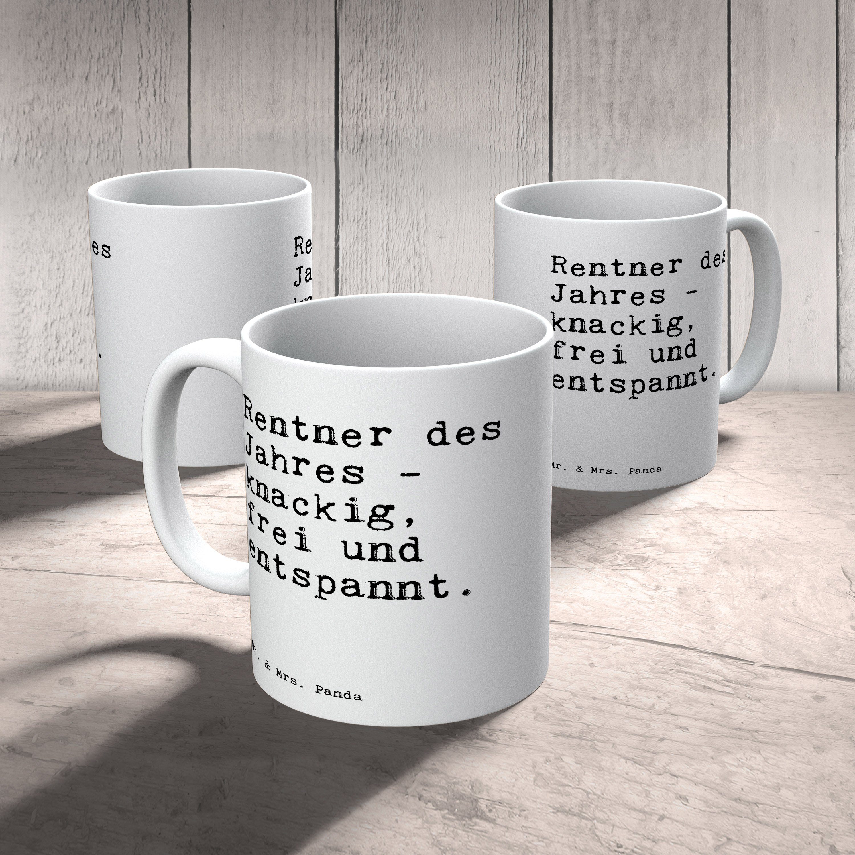 Panda Kaffeetasse, & Rentner Mrs. Keramik Spruch Geschenk, Weiß Sprüch, Tasse Jahres - des -... Mr. -