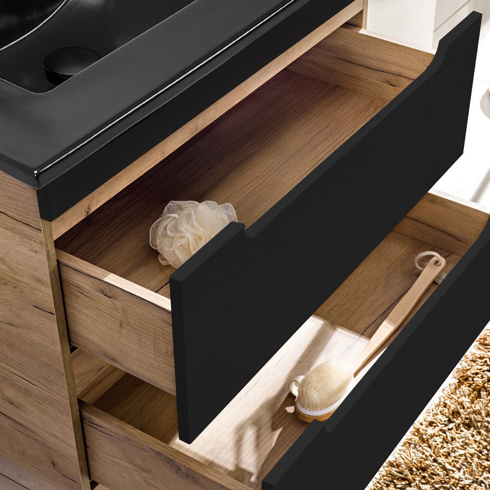 Lomadox Waschbeckenschrank NEW-LUTON Wotan Eiche Nb. OHNE Becken 80/59/46 cm