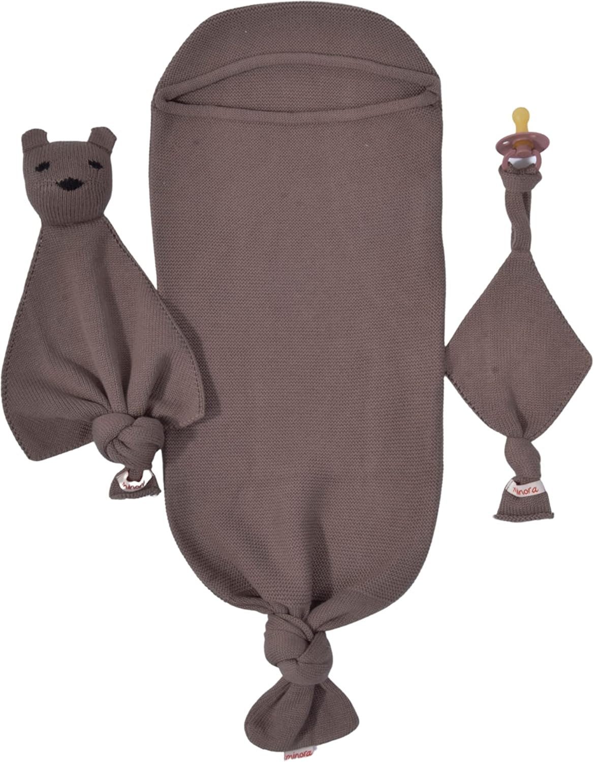 Babydecke Minora Baby Strickwaren Cocoon-Tedy Swaddle Set, 0-8 Monate, Minora