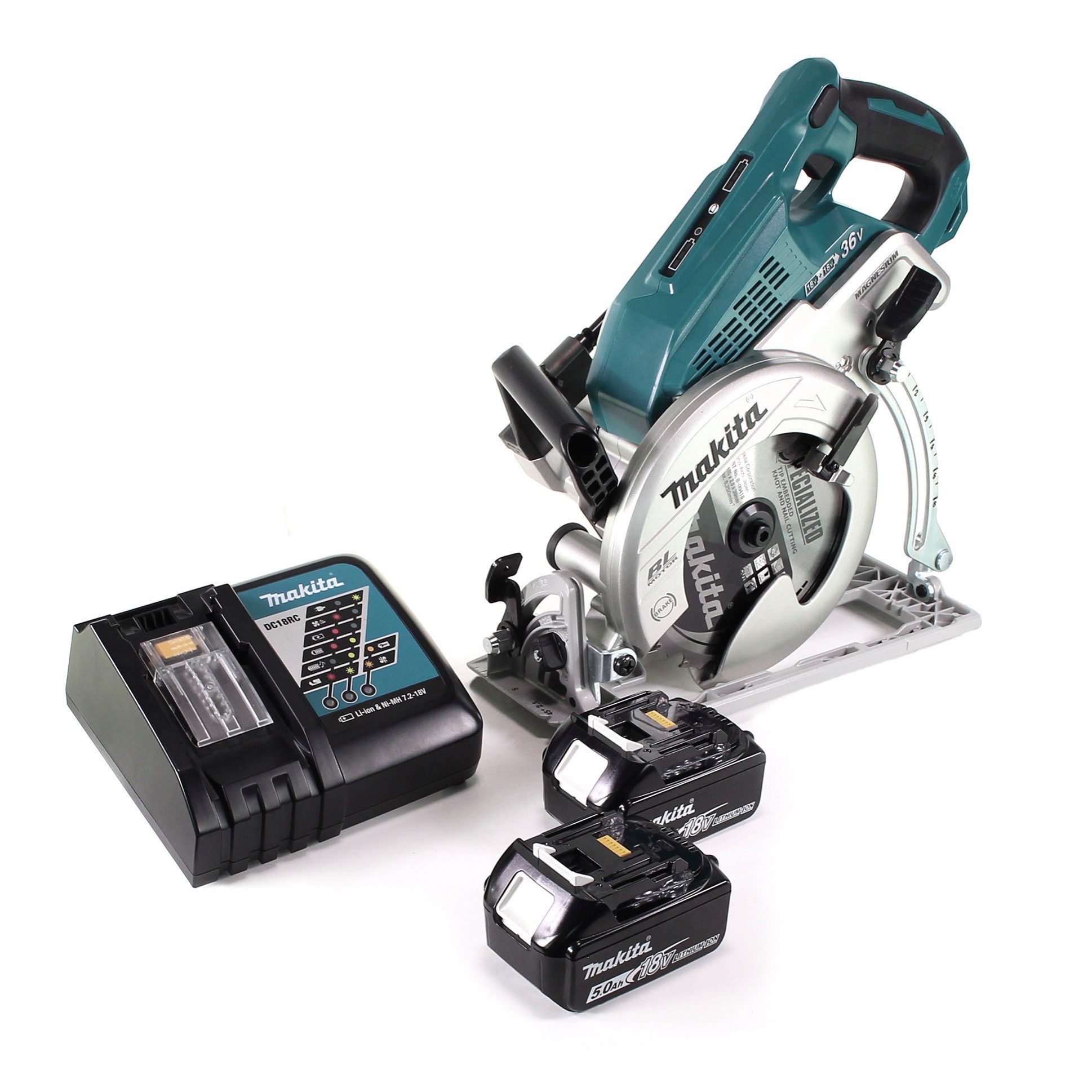 Makita Akku-Handkreissäge DRS 780 RT Akku Handkreissäge 36V (2x18V) 185 mm Brushless + 2x