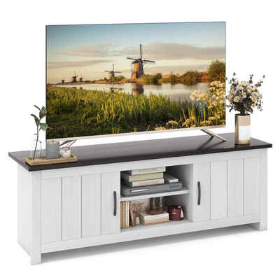COSTWAY TV-Schrank Holz, mit Türen & offenen Regalen, 145x40x50cm
