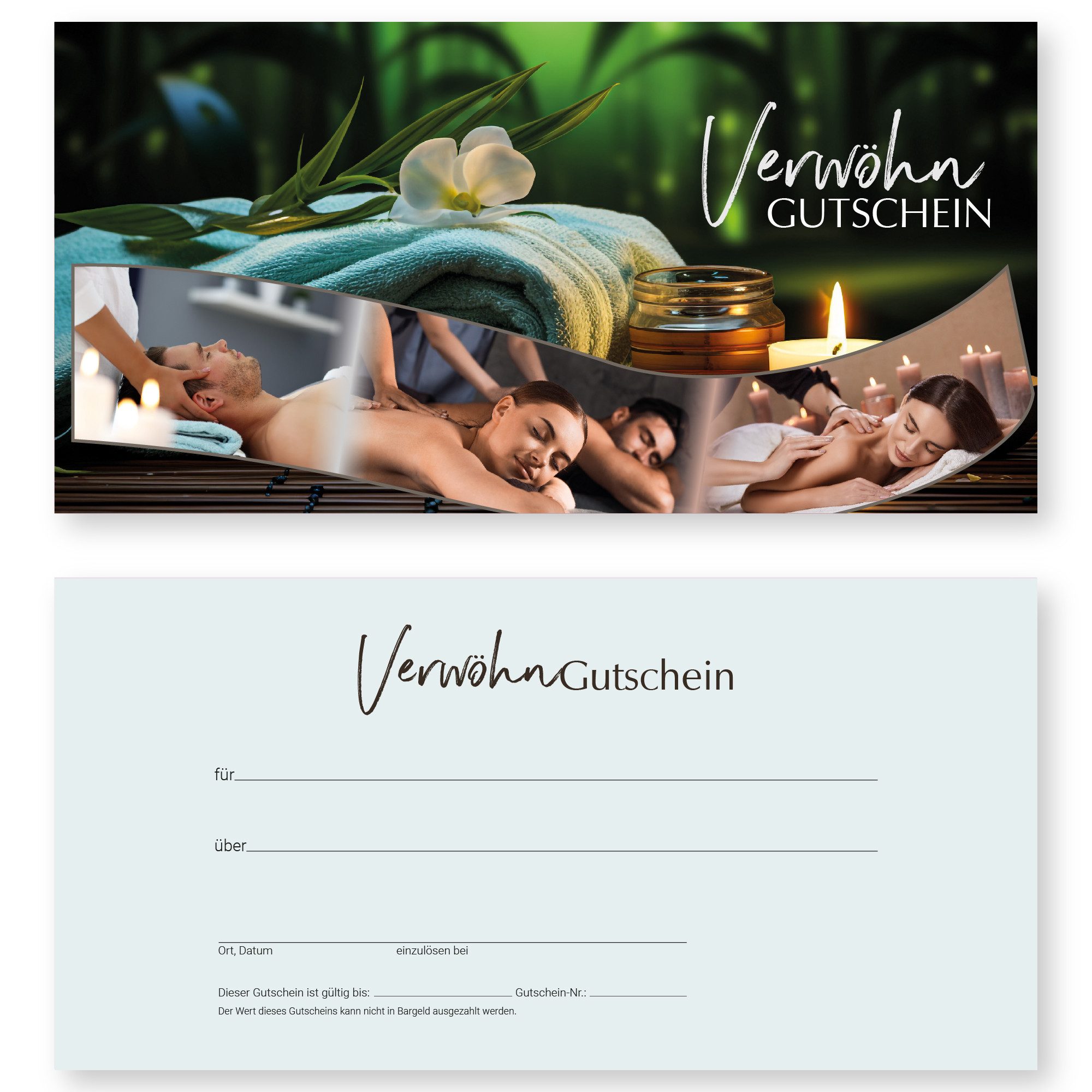 cosmeticPlus Geschenkkarte 50 Gutscheinkarten für Massage, Spa & Wellness zum Verkaufen