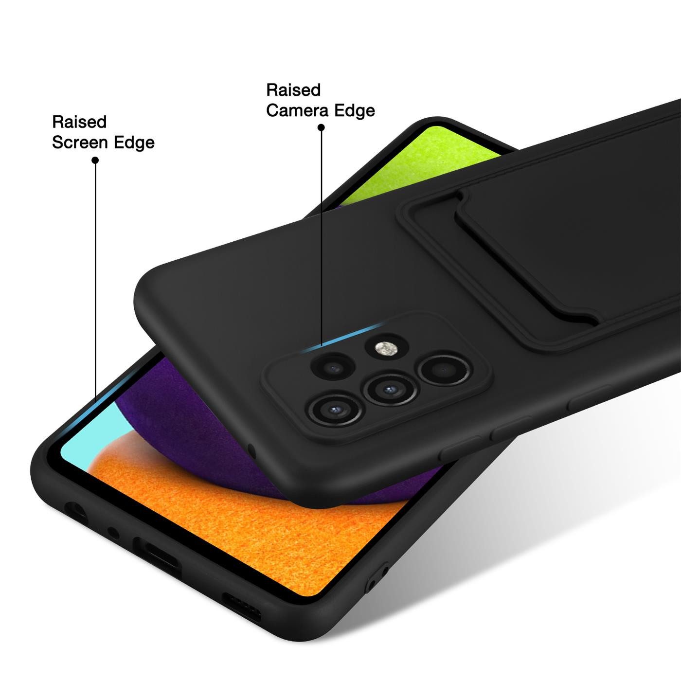 CoolGadget Handyhülle Schwarz als 2in1 Schutz Cover Set für Samsung Galaxy A52 A52s 4G/5G 6,5 Zoll, 2x Glas Display Schutz Folie + 1x Case Hülle für Galaxy A52 A52s 4G/5G