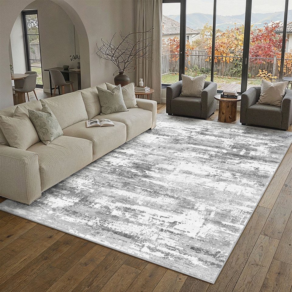 PURECOZY Teppich Kurzflor, Abstrakter Stil, waschbar, rutschfest und pflegeleicht, rechteckig, Höhe: 6.1 mm, geeignet für verschiedene Innenräume