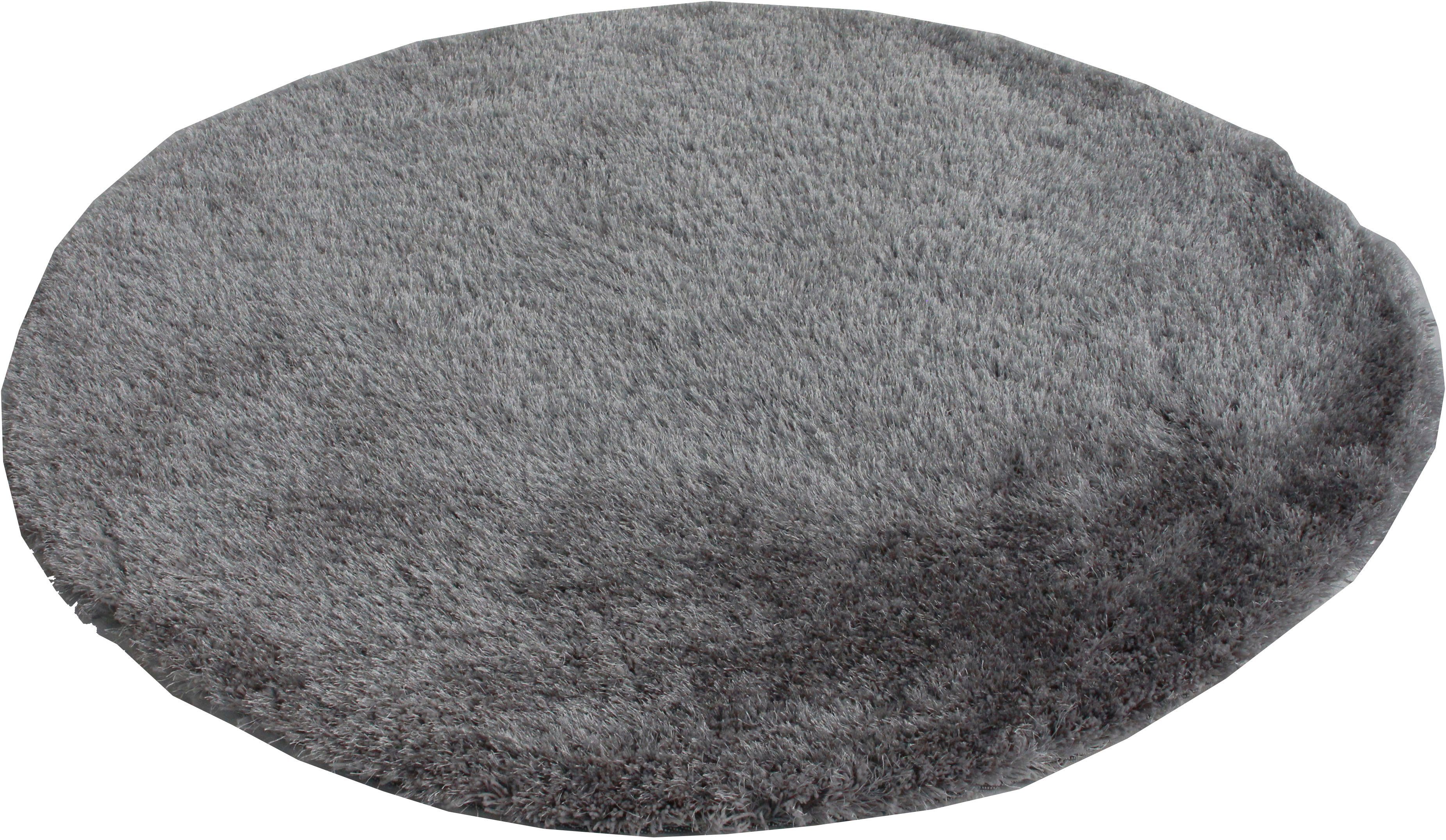 Hochflor-Teppich Lagos, Leonique, rund, Höhe: 45 mm, Mikrofaser, extra flauschig, einfarbig, fußbodenheizungsgeeignet grau