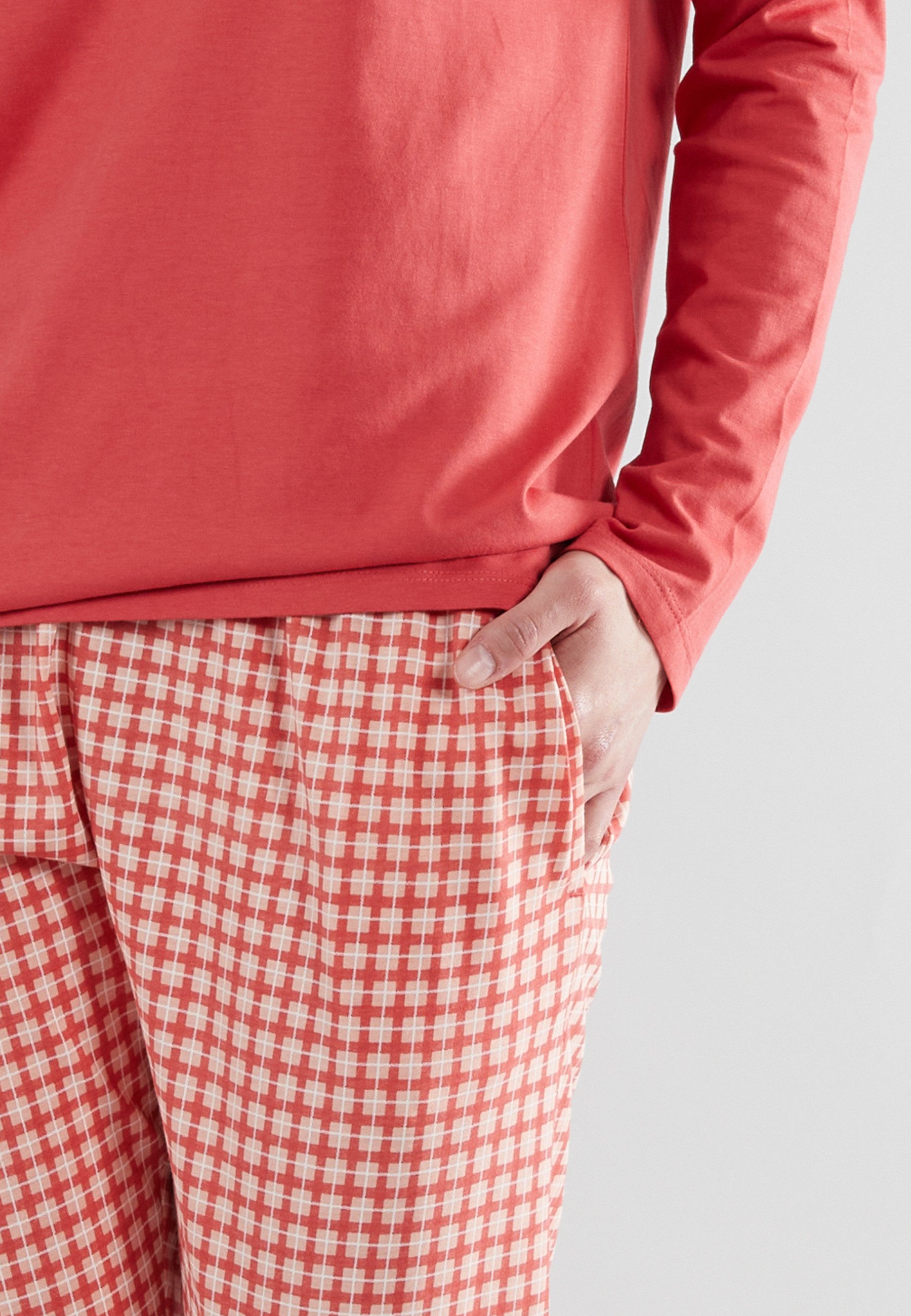 GÖTZBURG Pyjama GÖTZBURG Damen Pyjama rot kariert (1 tlg)