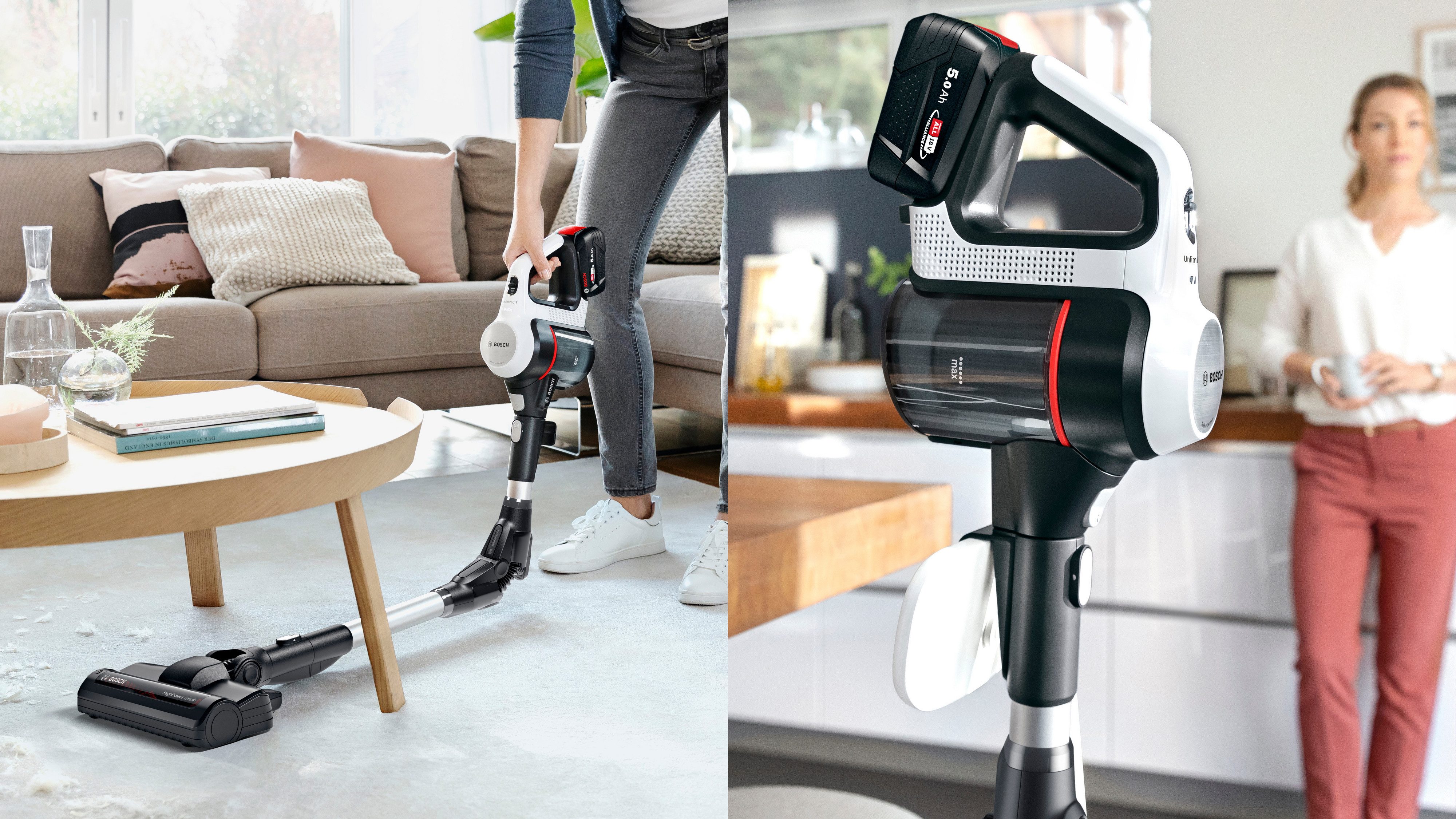 BOSCH Akku-Bodenstaubsauger Unlimited 7 BSS715CARP/BSS715FRSH, 5.0 Ah Akku, Knickrohr, beutellos, 10 Jahre Motorgarantie, Schnellladegerät, Made in Germany