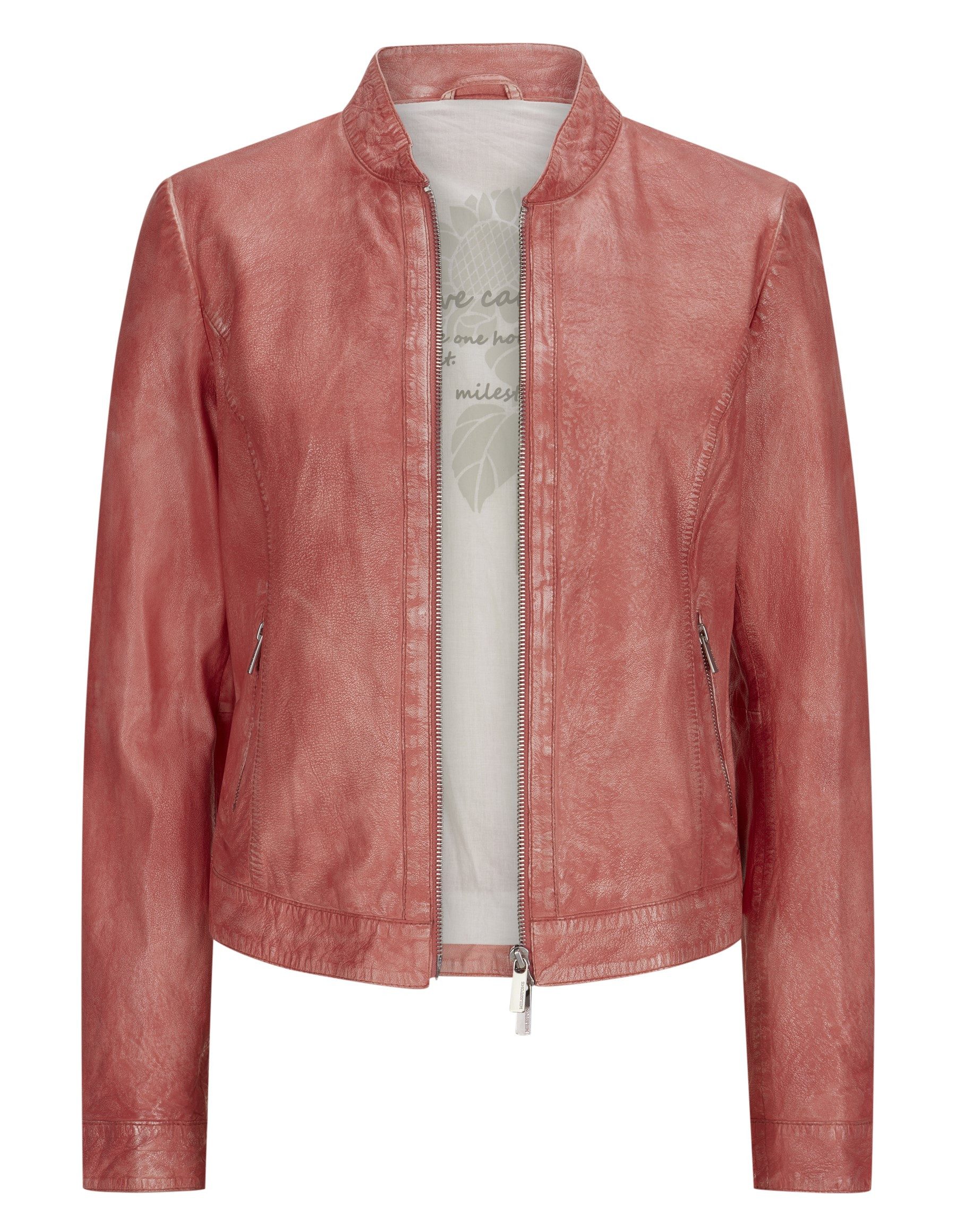 Milestone Lederjacke MSDesi Bikerjacke aus feinstem Lamm Nappa im „wolkigen Look