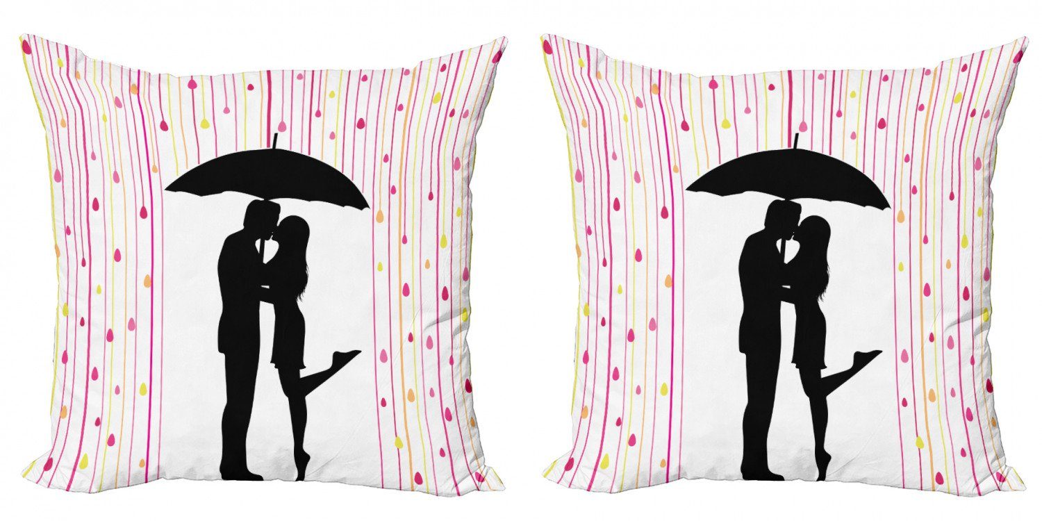 Kissenbezüge Modern Accent Abakuhaus Romantik Digitaldruck, Regenschirm Doppelseitiger Stück), (2 küssen Paar