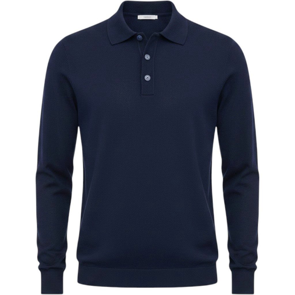 RAMSEY Longpullover Marineblaues Strick-Sweatshirt