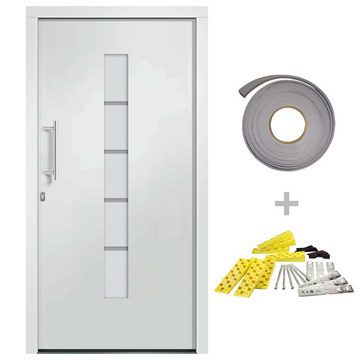 vidaXL Haustür Haustür Aluminium und PVC Weiß 110x210 cm Eingangstür Außentür Nebenei